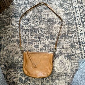 Fossil Leather Crossbody Bag Purse 1954 Camel Brown